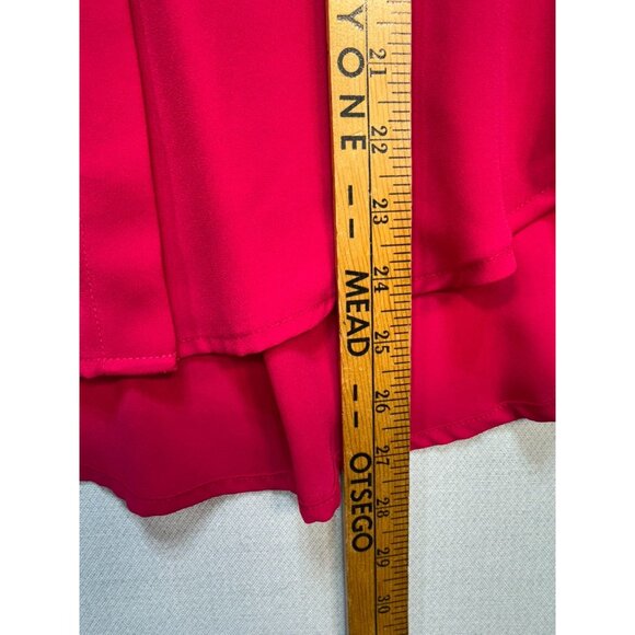 Ann Taylor Shirt Top Button Up Long Sleeve Stretch Polyester Red Women's Size 6 - Picture 7 of 13